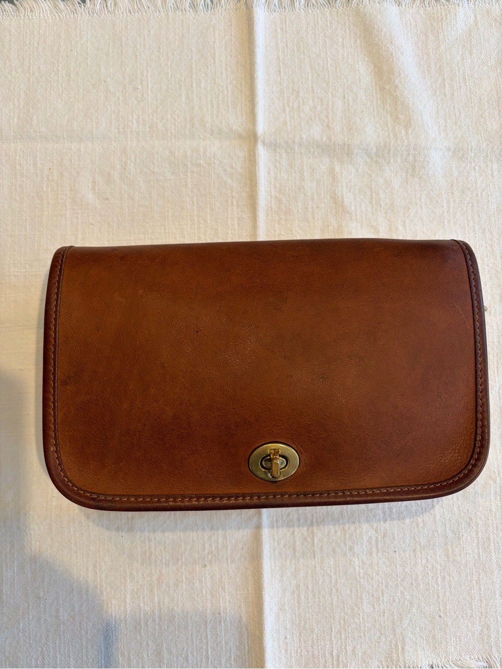 Coach Brown Leather Turnlock Clutch